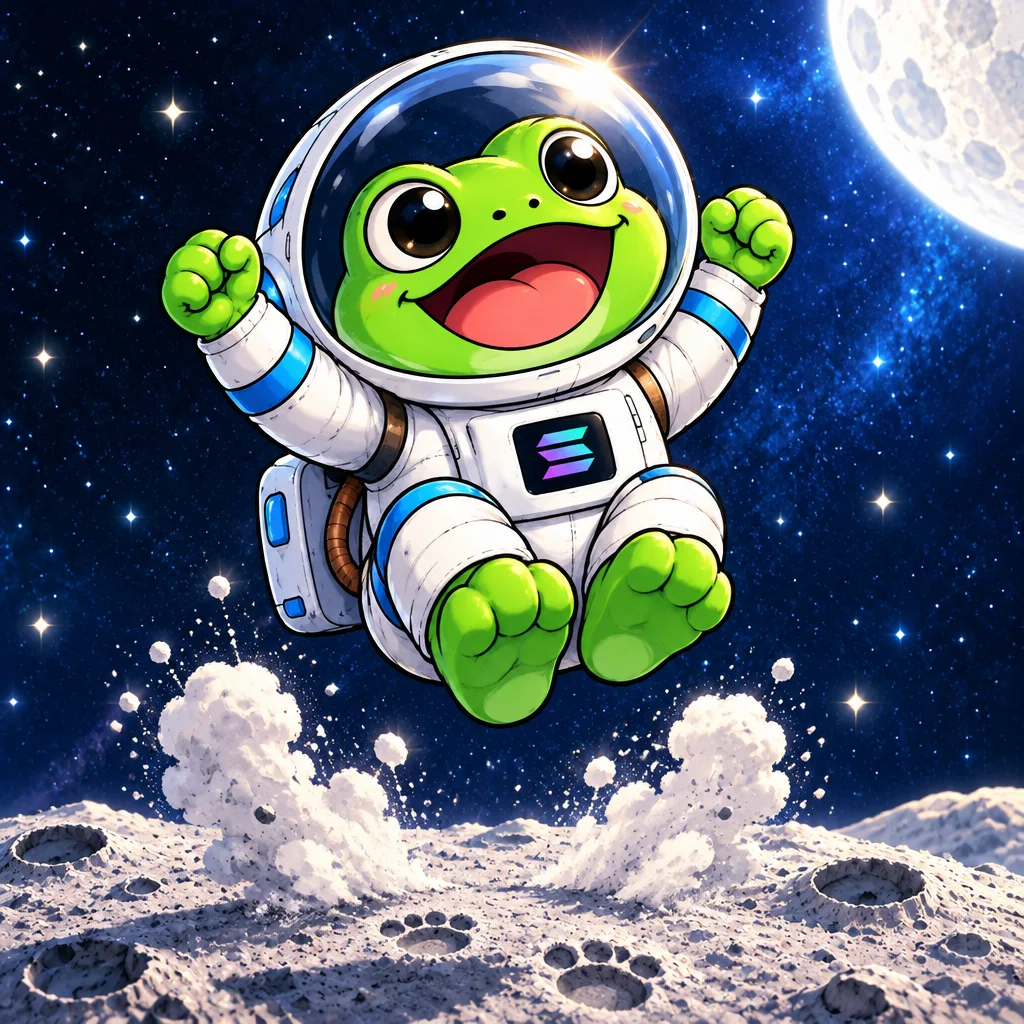 Moonfrog doing a huge low-gravity jump over the lunar surface