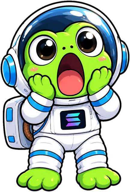Shocked Moonfrog with hands on cheeks